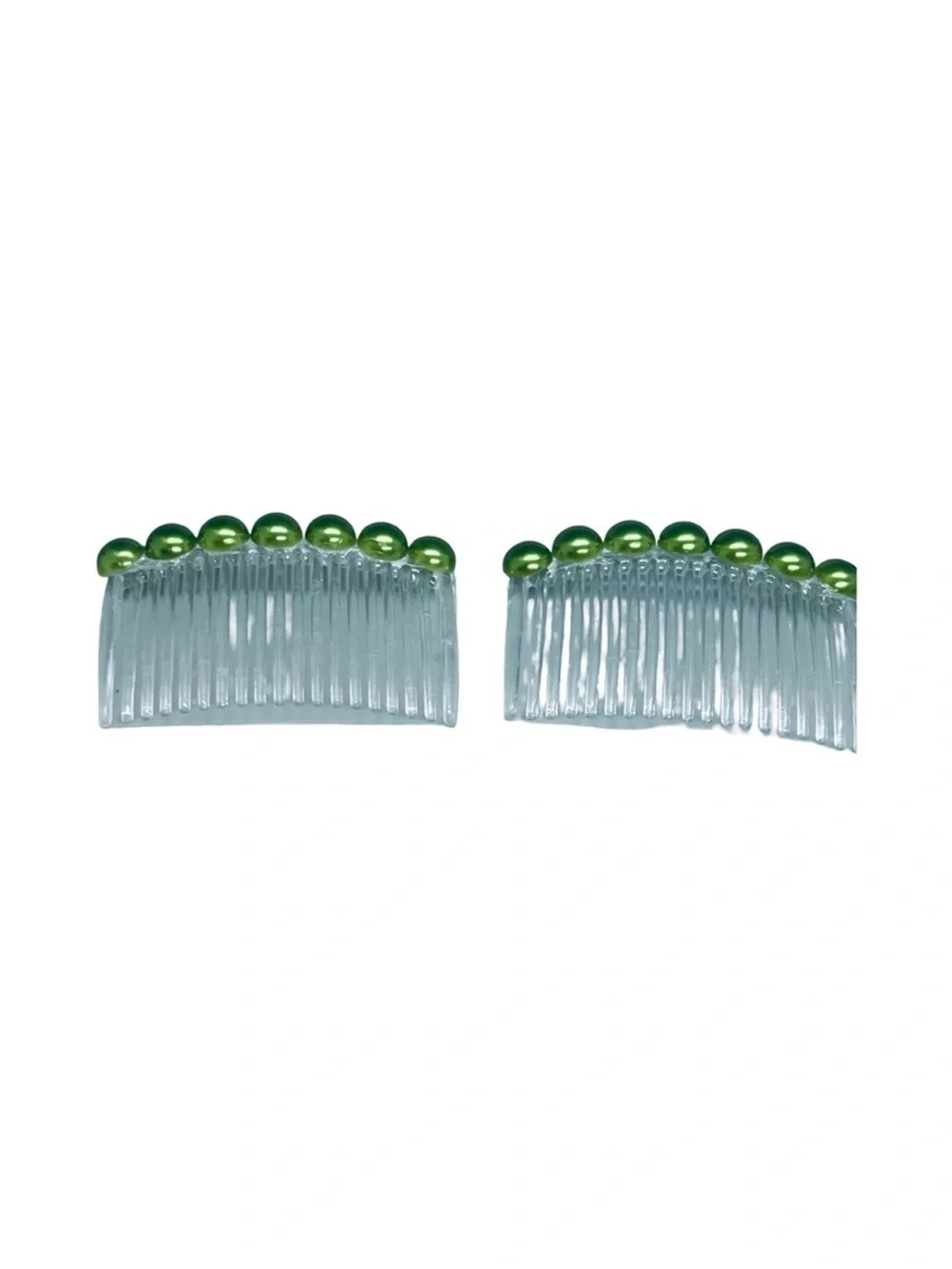 Elegant Olive Green Faux Pearl Hair Combs 2 Pc Set FINAL PRICE DROP